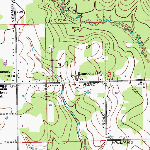 Topographic Map of Kingdom Hall Church, LA