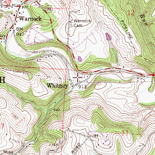 Topographic Map of Whitney Post Office (historical), OH
