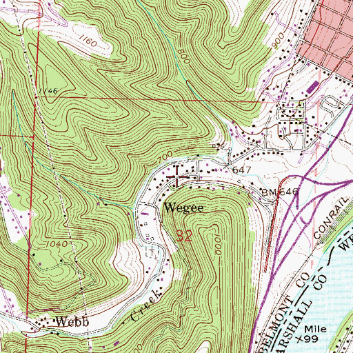 Topographic Map of Wegee Post Office (historical), OH