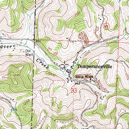 Topographic Map of Temperanceville Post Office (historical), OH
