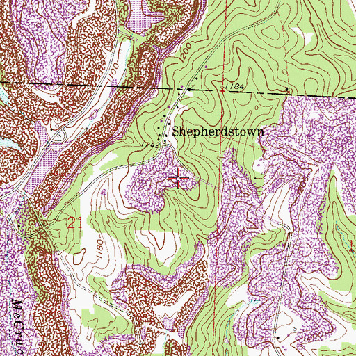 Topographic Map of Sheperdstown Post Office (historical), OH