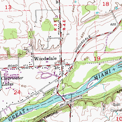 Topographic Map of Woodsdale Post Office (historical), OH