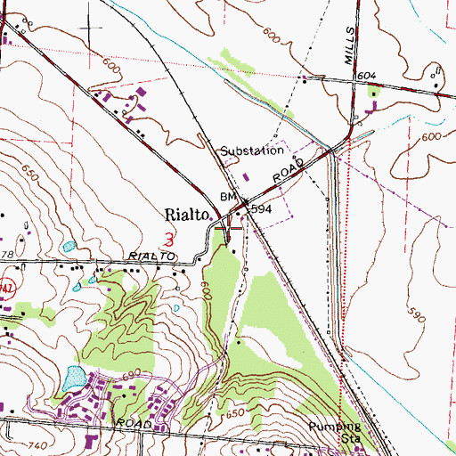 Topographic Map of Rialto Post Office (historical), OH