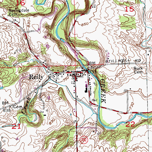 Topographic Map of Reily Post Office (historical), OH