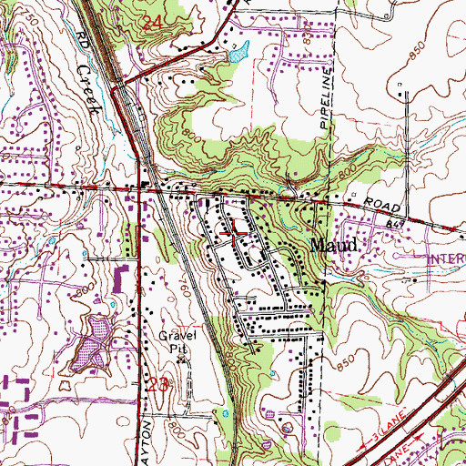 Topographic Map of Maud Post Office (historical), OH