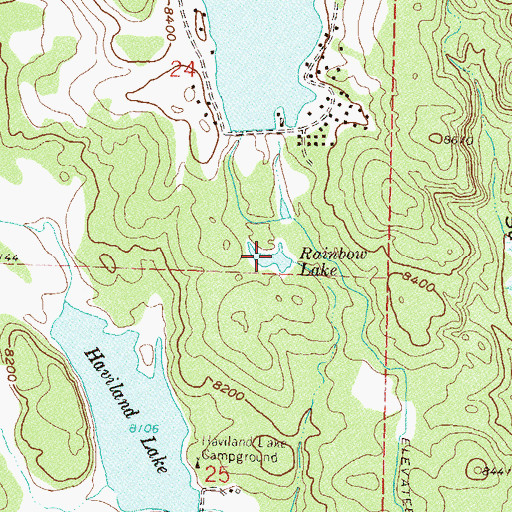 Topographic Map of Rainbow Lake, CO