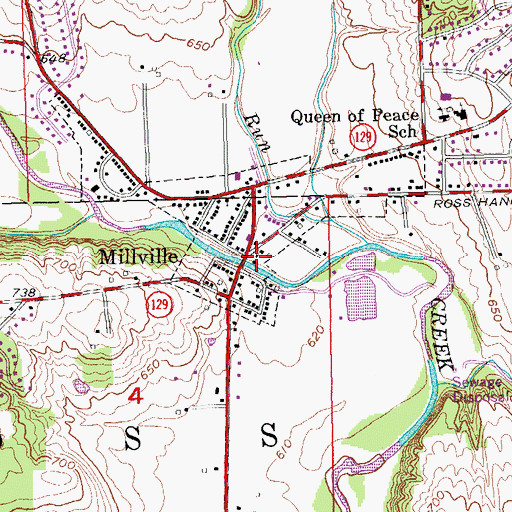 Topographic Map of Millville Post Office (historical), OH
