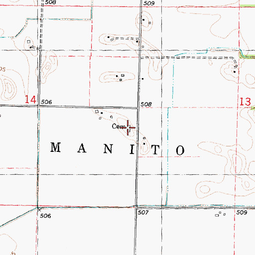 Topographic Map of Albright Cemetery, IL