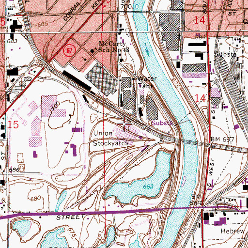 Topographic Map of Union Stockyards, IN