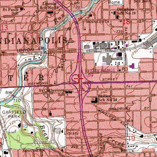 Topographic Map of Interchange 109, IN