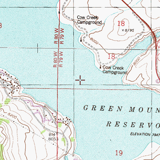 Topographic Map of Green Mountain Reservoir, CO