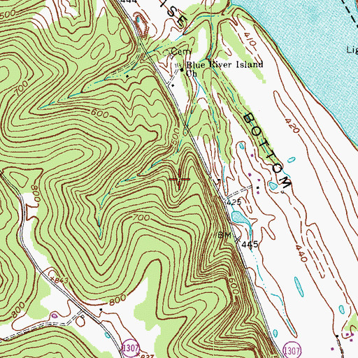 Topographic Map of Blue River Island, KY