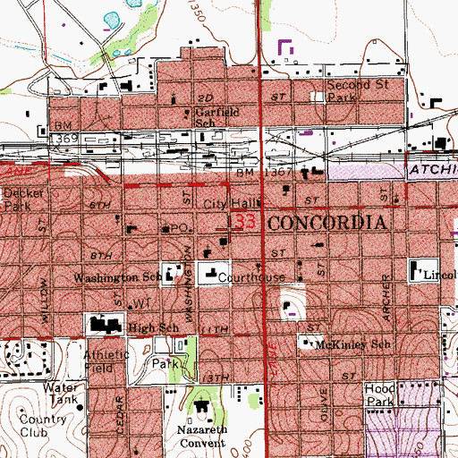 Topographic Map of Cloud County Historical Museum, KS