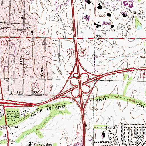 Topographic Map of Interchange 46 A-B, MO