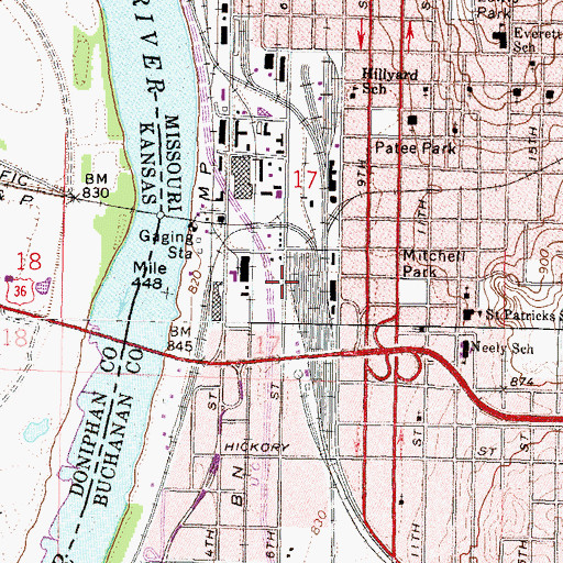 Topographic Map of Interchange 4B, MO