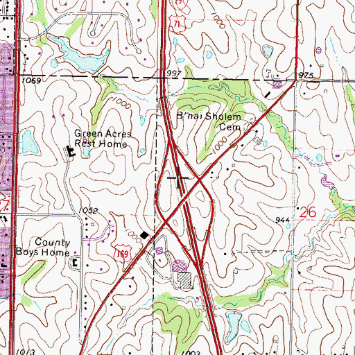 Topographic Map of Interchange 50, MO