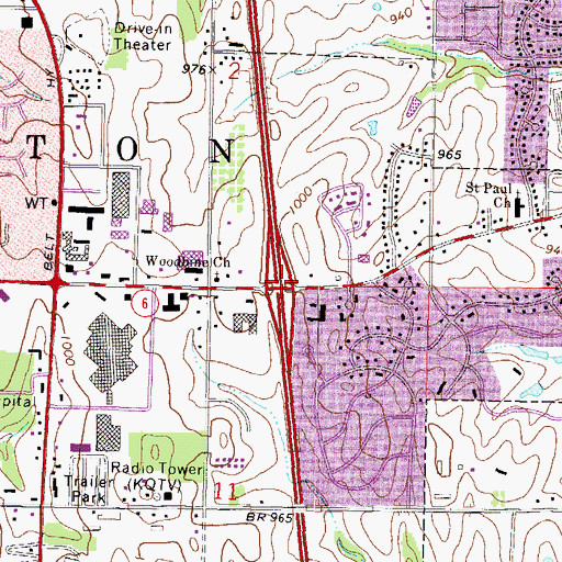 Topographic Map of Interchange 47, MO