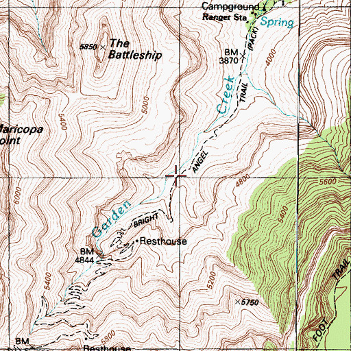 Topographic Map of Bright Angel Trail, AZ