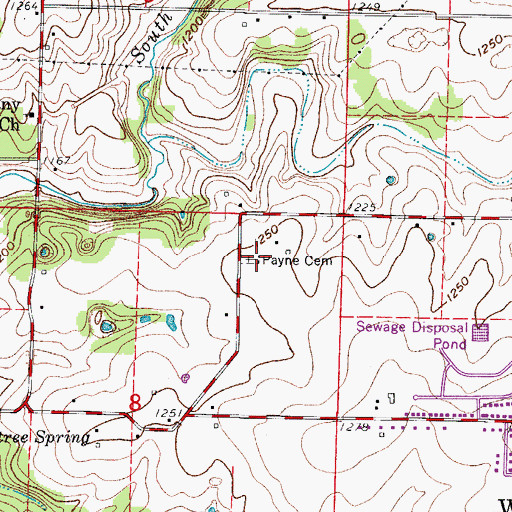 Topographic Map of Payne Cemetery, MO