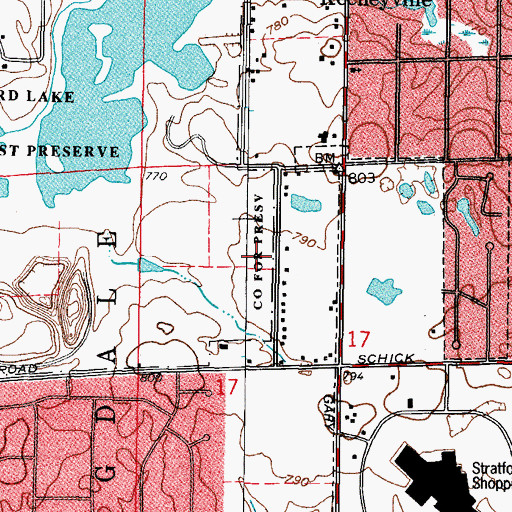 Topographic Map of Mallard Lake County Forest Preserve, IL
