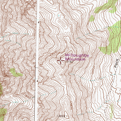 Topographic Map of Willoughby Mountain, CO