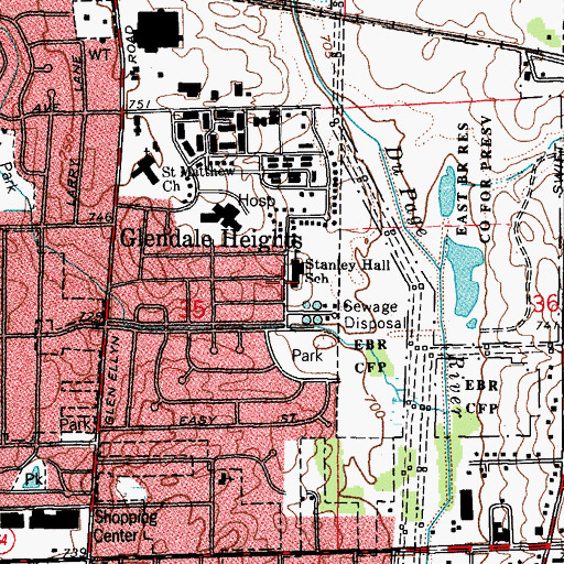 Topographic Map of Stanley Hall School, IL