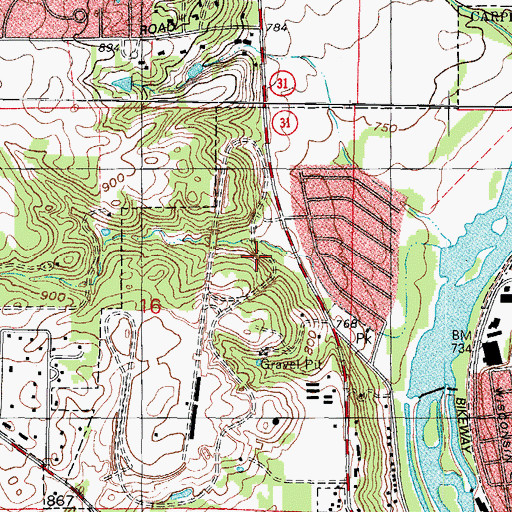 Topographic Map of Raceway Woods County Forest Preserve, IL