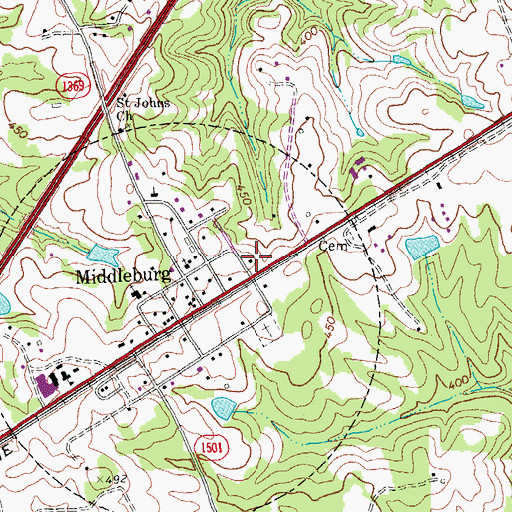 Topographic Map of Middleburg Community House, NC