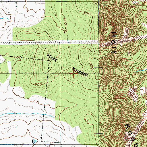 Topographic Map of Holt Knobs, TN