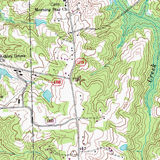 Topographic Map of Kingsbury, NC
