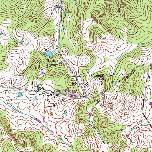 Topographic Map of Crawford Park, TN