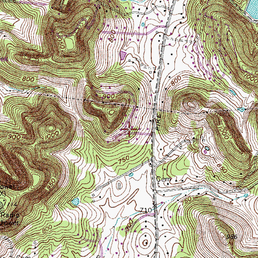 Topographic Map of Granny White Park, TN