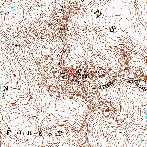 Topographic Map of Precarious Peak, CO