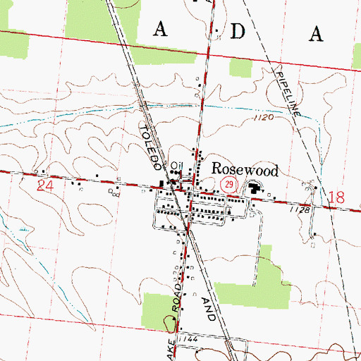 Topographic Map of Rosewood Post Office, OH