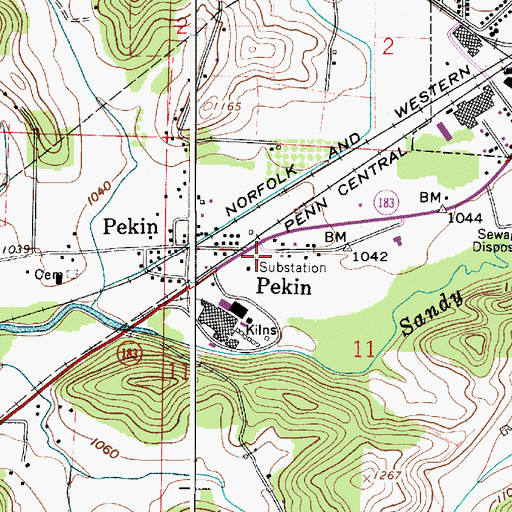 Topographic Map of Pekin Post Office (historical), OH
