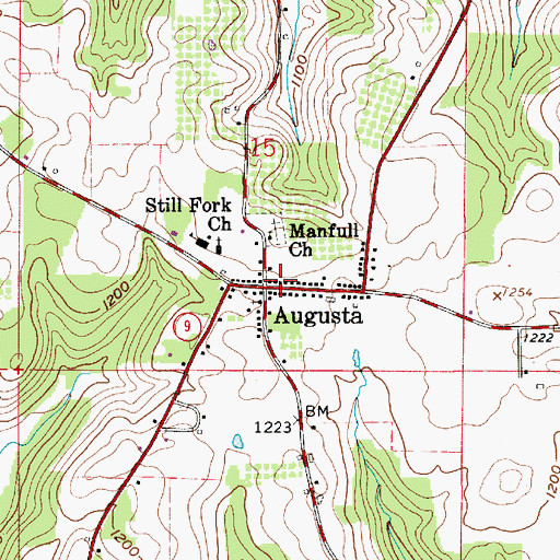 Topographic Map of Augusta Post Office, OH