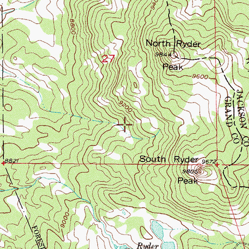 Topographic Map of Ryder Peaks, CO