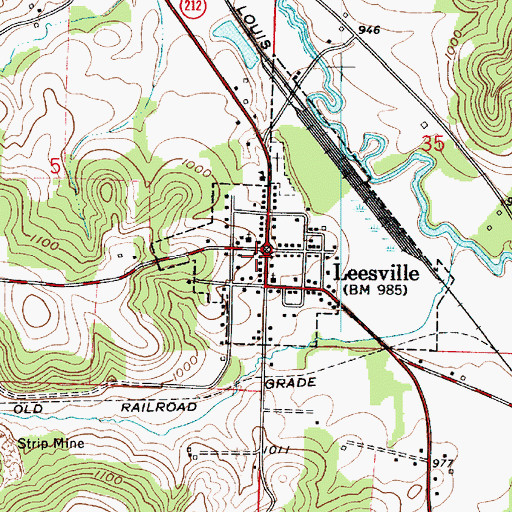 Topographic Map of Leesville Post Office, OH