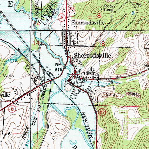 Topographic Map of Sherrodsville Post Office, OH