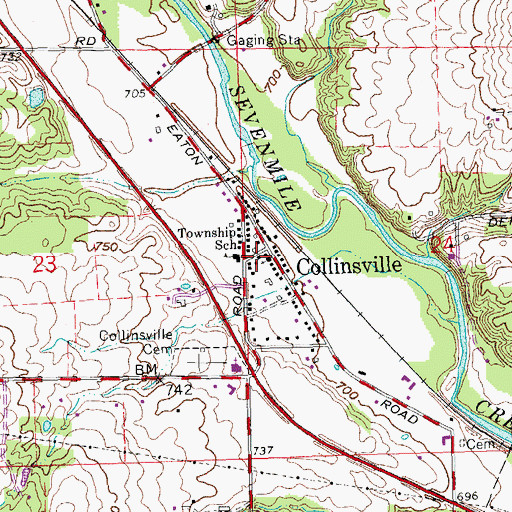 Topographic Map of Collinsville Post Office, OH