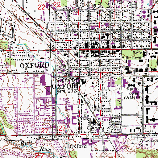 Topographic Map of Oxford Post Office, OH