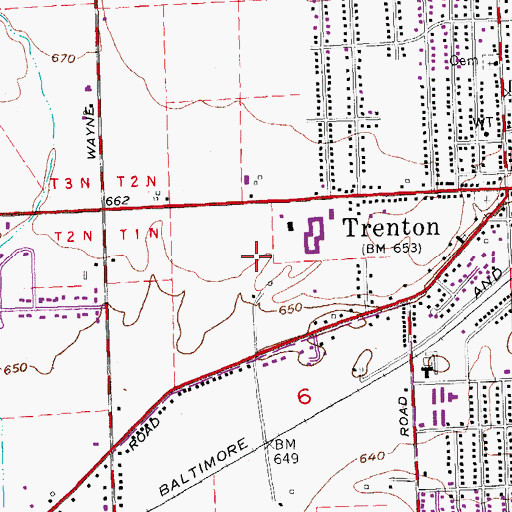 Topographic Map of Trenton Post Office, OH