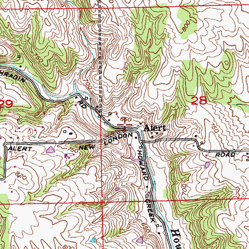 Topographic Map of Alert Post Office (historical), OH
