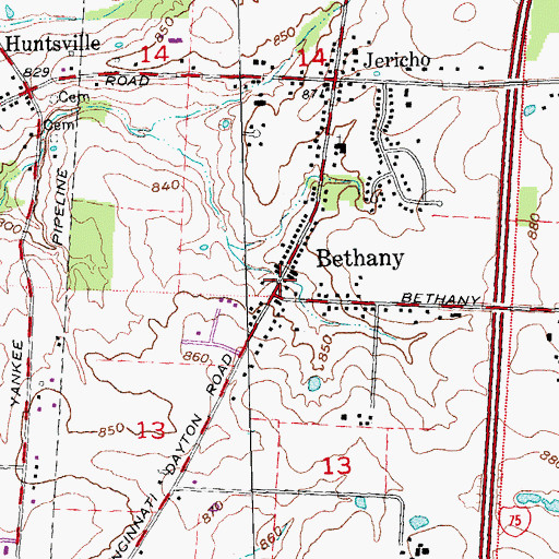 Topographic Map of Bethany Post Office (historical), OH