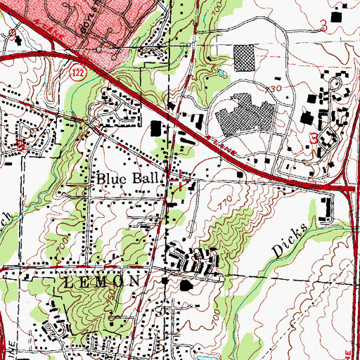 Topographic Map of Blueball Post Office (historical), OH