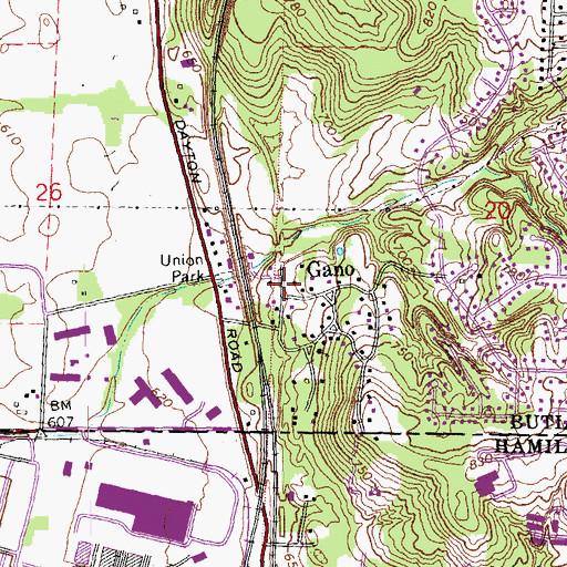 Topographic Map of GanoPost Office (historical), OH