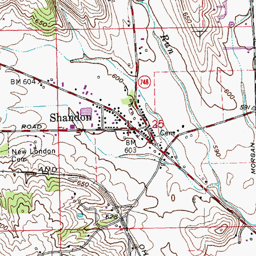 Topographic Map of Shandon Post Office, OH