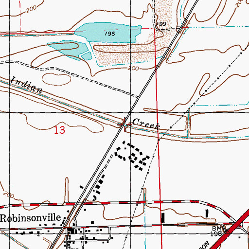 Topographic Map of Indian Creek Bayou, MS