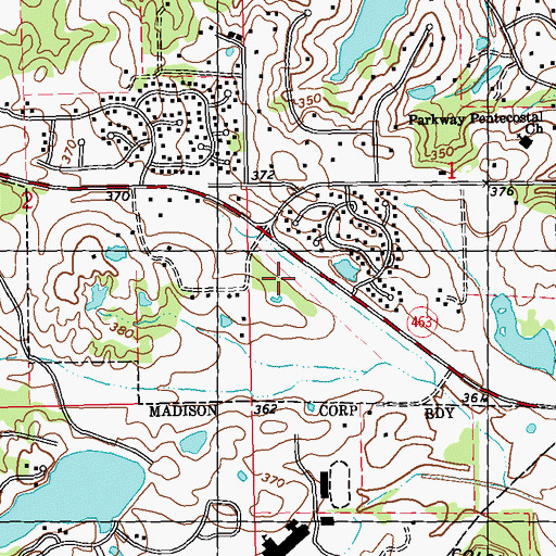 Topographic Map of Central High School, MS
