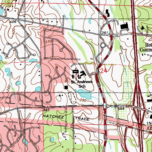 Topographic Map of Saint Andrews School, MS